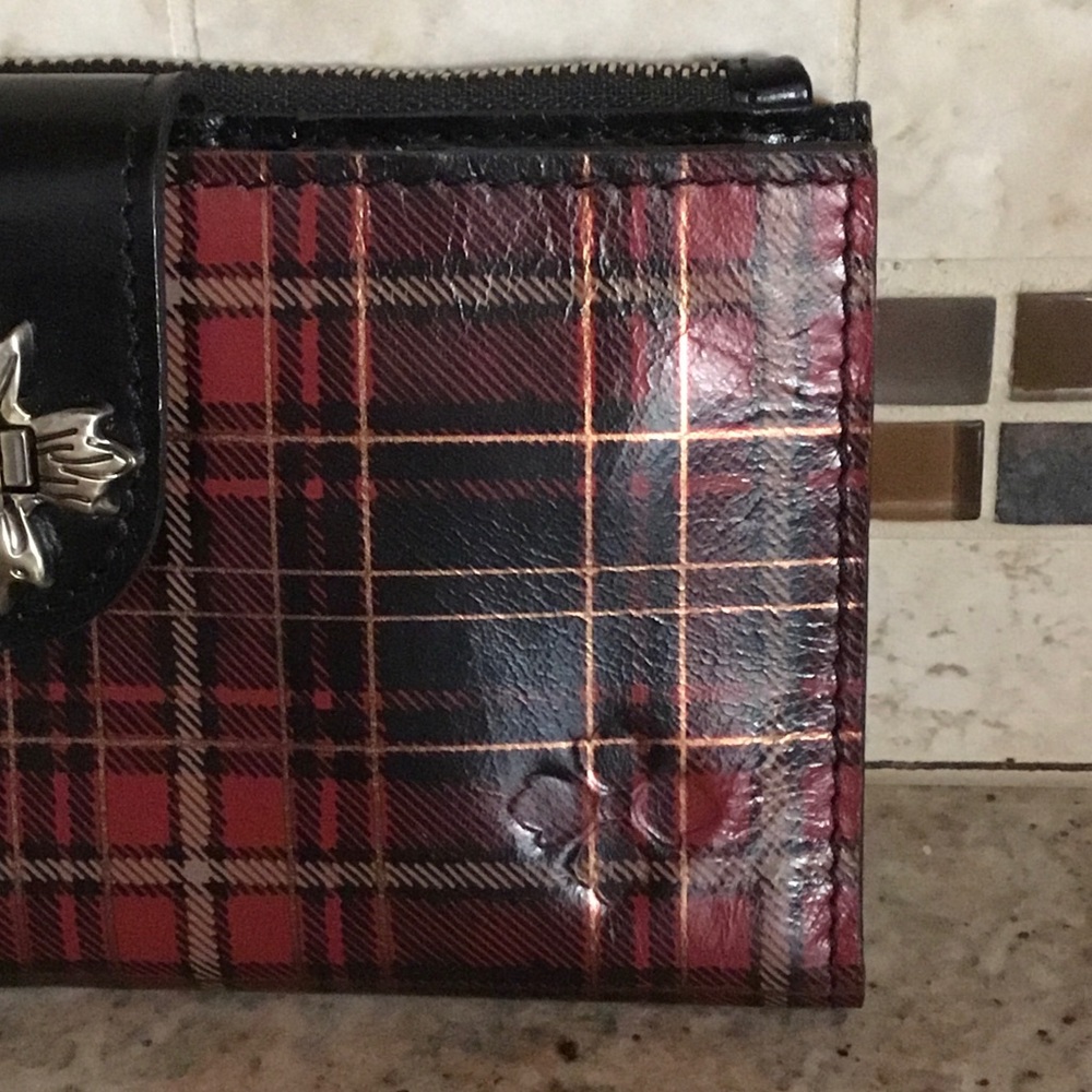 Patricia Nash Marene Tartan Plaid Twist Lock Leather Wallet RFID - Picture 2 of 13